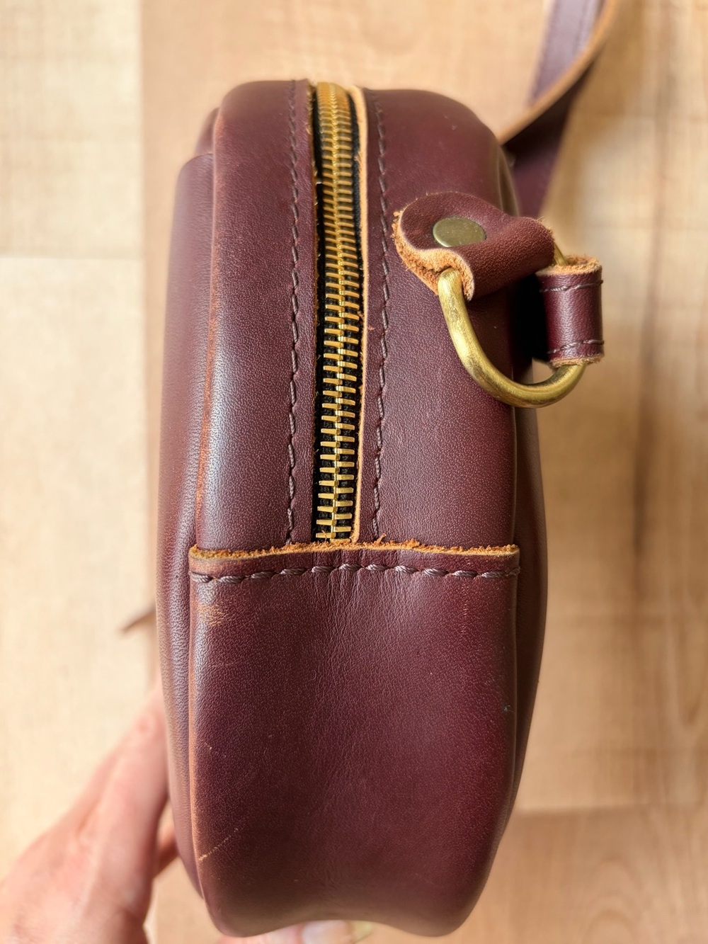 Portland Leather Large Circle Crossbody Bag - Cognac - Picture 7 of 12